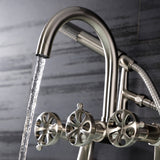 Belknap AE8158RX Three-Handle 2-Hole Tub Wall Mount Clawfoot Tub Faucet with Hand Shower, Brushed Nickel