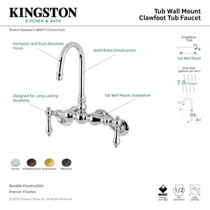 Aqua Vintage AE81T7 Two-Handle 2-Hole Tub Wall Mount Clawfoot Tub Faucet, Brushed Brass
