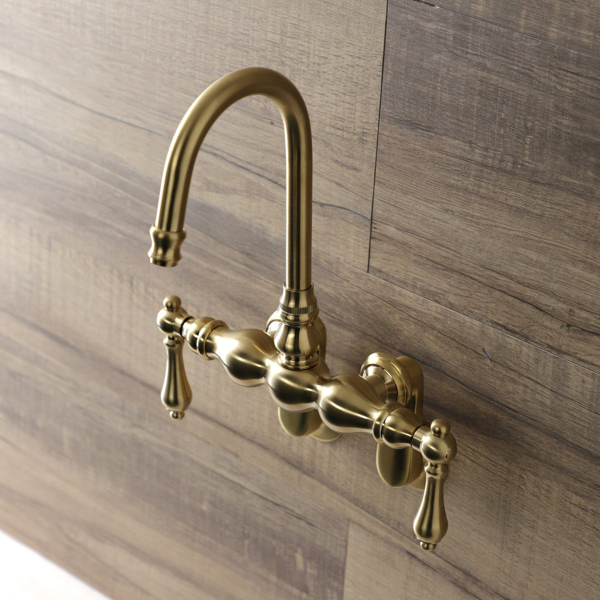 Aqua Vintage AE81T7 Two-Handle 2-Hole Tub Wall Mount Clawfoot Tub Faucet, Brushed Brass