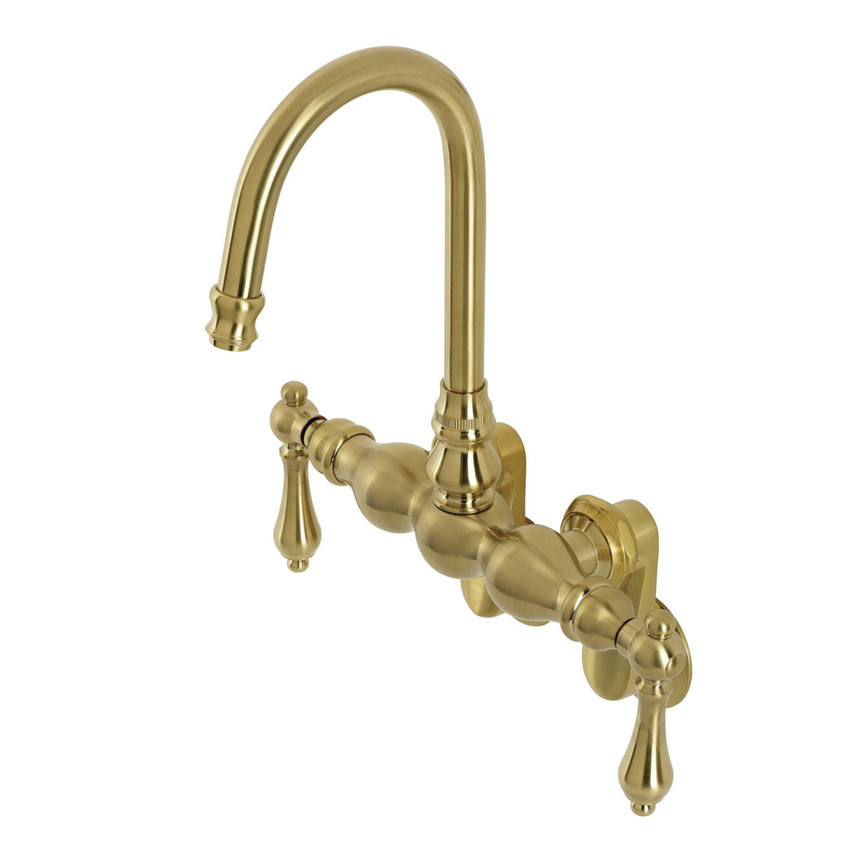 Aqua Vintage AE81T7 Two-Handle 2-Hole Tub Wall Mount Clawfoot Tub Faucet, Brushed Brass