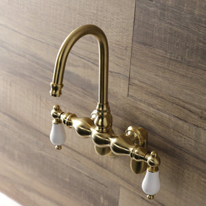 Aqua Vintage AE83T7 Two-Handle 2-Hole Tub Wall Mount Clawfoot Tub Faucet, Brushed Brass