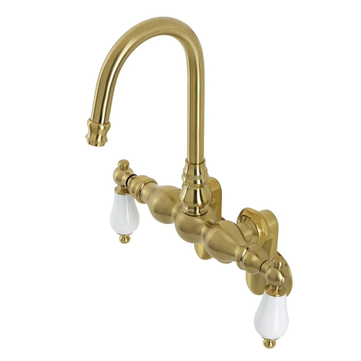 Aqua Vintage AE83T7 Two-Handle 2-Hole Tub Wall Mount Clawfoot Tub Faucet, Brushed Brass