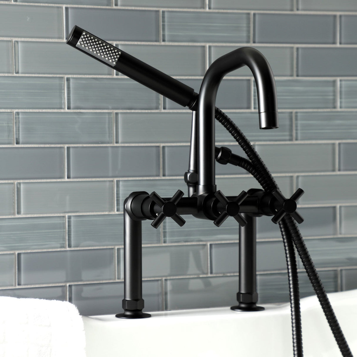 Concord AE8400DX Deck Mount Clawfoot Tub Faucet, Matte Black