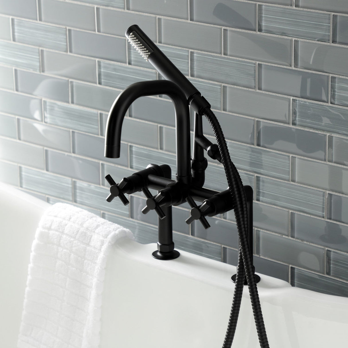 Concord AE8400DX Deck Mount Clawfoot Tub Faucet, Matte Black