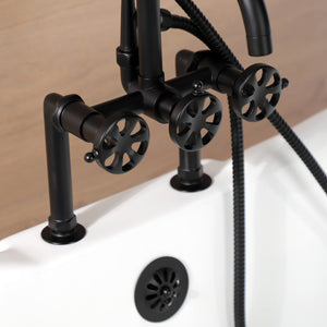 Belknap AE8400RX Three-Handle 2-Hole Deck Mount Clawfoot Tub Faucet with Hand Shower, Matte Black