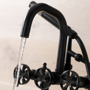 Belknap AE8400RX Three-Handle 2-Hole Deck Mount Clawfoot Tub Faucet with Hand Shower, Matte Black