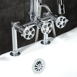 Webb AE8401RKX Three-Handle 2-Hole Deck Mount Clawfoot Tub Faucet with Knurled Handle and Hand Shower, Polished Chrome