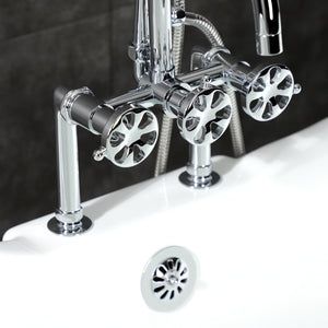 Belknap AE8401RX Three-Handle 2-Hole Deck Mount Clawfoot Tub Faucet with Hand Shower, Polished Chrome