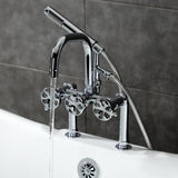 Belknap AE8401RX Three-Handle 2-Hole Deck Mount Clawfoot Tub Faucet with Hand Shower, Polished Chrome