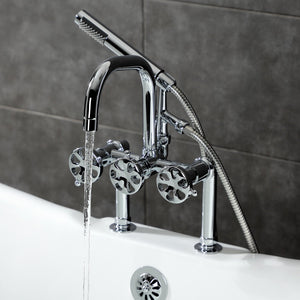 Belknap AE8401RX Three-Handle 2-Hole Deck Mount Clawfoot Tub Faucet with Hand Shower, Polished Chrome