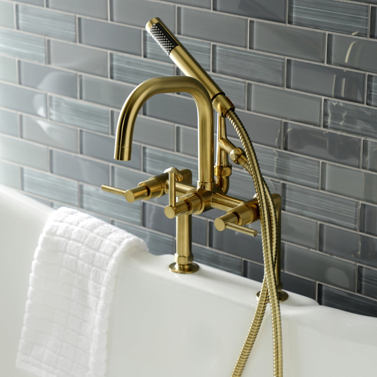 Concord AE8407DL Deck Mount Clawfoot Tub Faucet, Brushed Brass