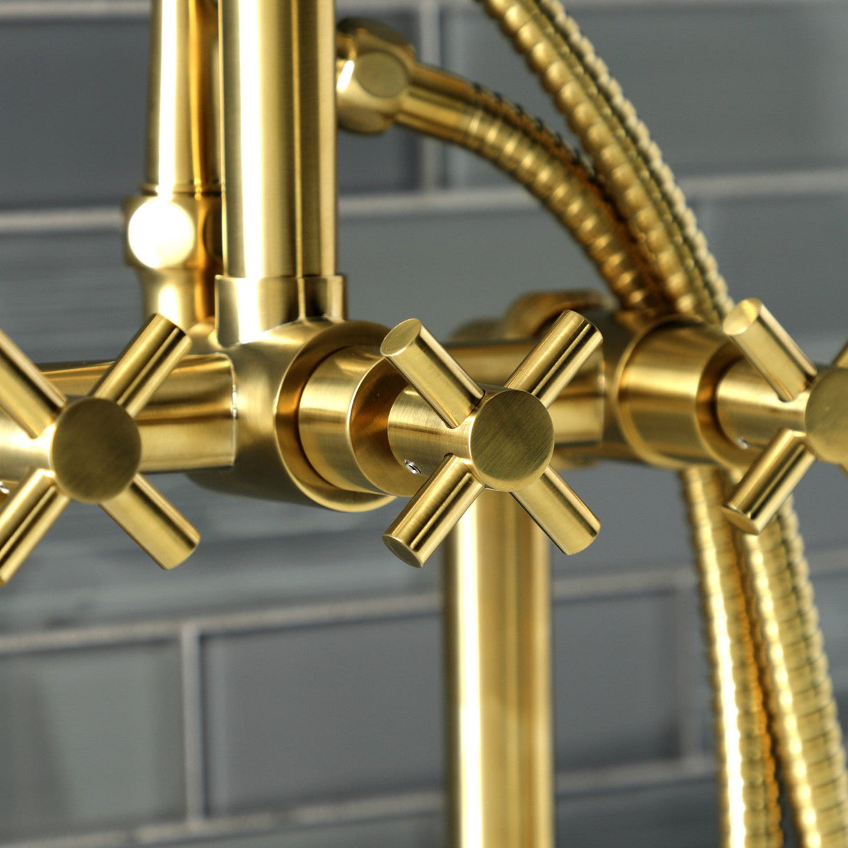 Concord AE8407DX Deck Mount Clawfoot Tub Faucet, Brushed Brass