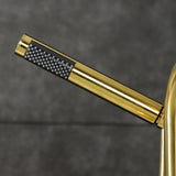 Belknap AE8407RX Three-Handle 2-Hole Deck Mount Clawfoot Tub Faucet with Hand Shower, Brushed Brass
