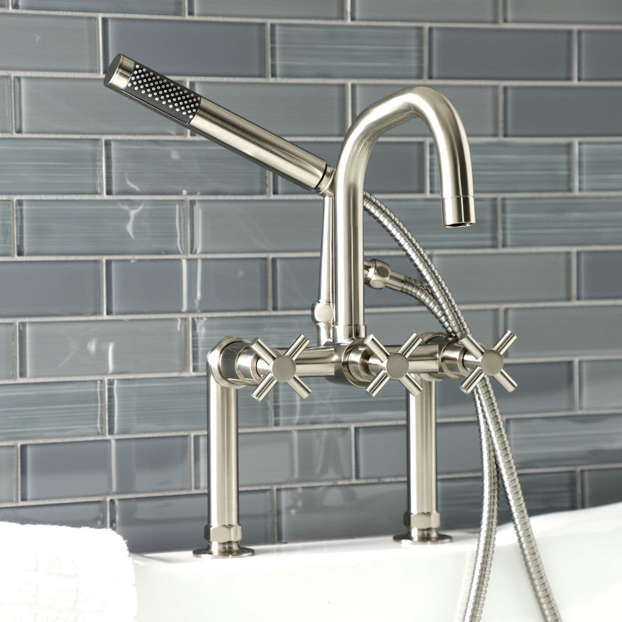 Concord AE8408DX Deck Mount Clawfoot Tub Faucet, Brushed Nickel