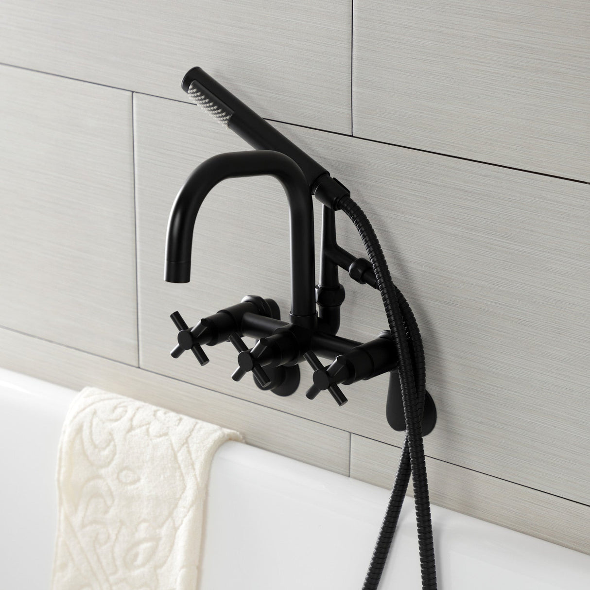 Concord AE8450DX Wall Mount Clawfoot Tub Faucet, Matte Black