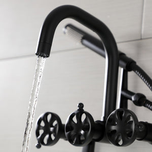 Belknap AE8450RX Three-Handle 2-Hole Wall Mount Clawfoot Tub Faucet with Hand Shower, Matte Black