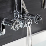 Fuller AE8451CG Three-Handle 2-Hole Wall Mount Clawfoot Tub Faucet with Hand Shower, Polished Chrome