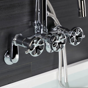 Belknap AE8451RX Three-Handle 2-Hole Wall Mount Clawfoot Tub Faucet with Hand Shower, Polished Chrome