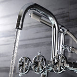 Belknap AE8451RX Three-Handle 2-Hole Wall Mount Clawfoot Tub Faucet with Hand Shower, Polished Chrome