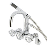 Belknap AE8451RX Three-Handle 2-Hole Wall Mount Clawfoot Tub Faucet with Hand Shower, Polished Chrome