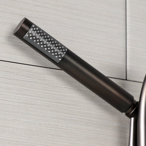 Webb AE8455RKX Three-Handle 2-Hole Adjustable Wall Mount Clawfoot Tub Faucet with Knurled Handle and Hand Shower, Oil Rubbed Bronze