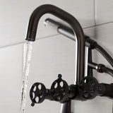 Webb AE8455RKX Three-Handle 2-Hole Adjustable Wall Mount Clawfoot Tub Faucet with Knurled Handle and Hand Shower, Oil Rubbed Bronze