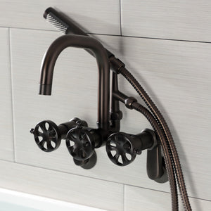 Belknap AE8455RX Three-Handle 2-Hole Wall Mount Clawfoot Tub Faucet with Hand Shower, Oil Rubbed Bronze