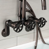 Belknap AE8455RX Three-Handle 2-Hole Wall Mount Clawfoot Tub Faucet with Hand Shower, Oil Rubbed Bronze