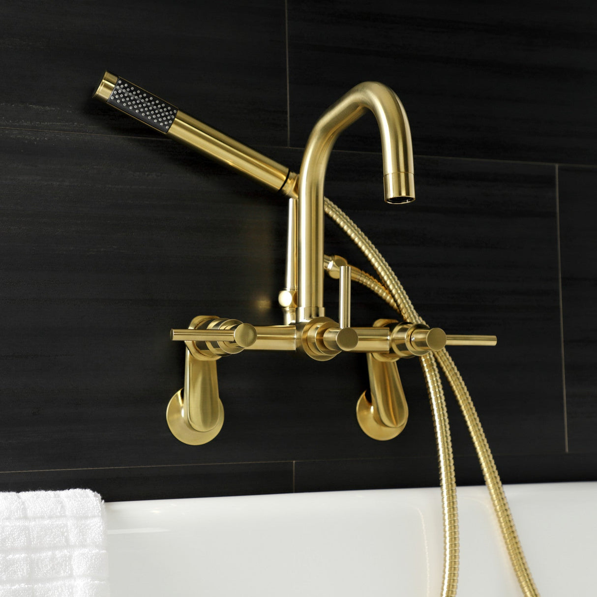 Concord AE8457DL Wall Mount Clawfoot Tub Faucet, Brushed Brass