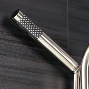 Fuller AE8458CG Three-Handle 2-Hole Wall Mount Clawfoot Tub Faucet with Hand Shower, Brushed Nickel