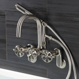 Belknap AE8458RX Three-Handle 2-Hole Wall Mount Clawfoot Tub Faucet with Hand Shower, Brushed Nickel