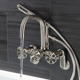 Belknap AE8458RX Three-Handle 2-Hole Wall Mount Clawfoot Tub Faucet with Hand Shower, Brushed Nickel
