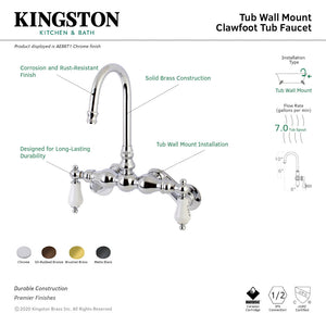 Aqua Vintage AE86T1 Two-Handle 2-Hole Tub Wall Mount Clawfoot Tub Faucet, Polished Chrome