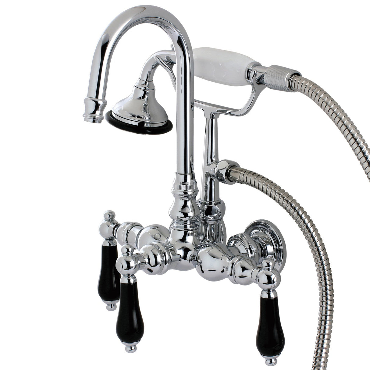 Duchess AE8T1PKL Three-Handle 2-Hole Tub Wall Mount Clawfoot Tub Faucet with Hand Shower, Polished Chrome