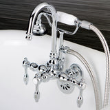 Tudor AE8T1TAL Three-Handle 2-Hole Tub Wall Mount Clawfoot Tub Faucet with Hand Shower, Polished Chrome