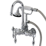 Tudor AE8T1TAL Three-Handle 2-Hole Tub Wall Mount Clawfoot Tub Faucet with Hand Shower, Polished Chrome