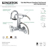 Celebrity AE8T1WCL Three-Handle 2-Hole Tub Wall Mount Clawfoot Tub Faucet with Hand Shower, Polished Chrome