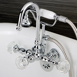 Celebrity AE8T1WCL Three-Handle 2-Hole Tub Wall Mount Clawfoot Tub Faucet with Hand Shower, Polished Chrome