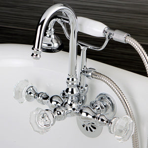 Celebrity AE8T1WCL Three-Handle 2-Hole Tub Wall Mount Clawfoot Tub Faucet with Hand Shower, Polished Chrome