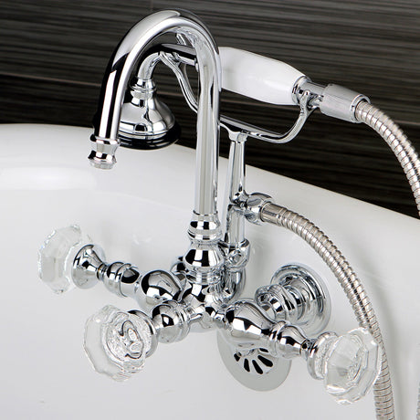 Celebrity AE8T1WCL Three-Handle 2-Hole Tub Wall Mount Clawfoot Tub Faucet with Hand Shower, Polished Chrome