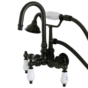 Aqua Vintage AE9T5 Three-Handle 2-Hole Tub Wall Mount Clawfoot Tub Faucet with Hand Shower, Oil Rubbed Bronze