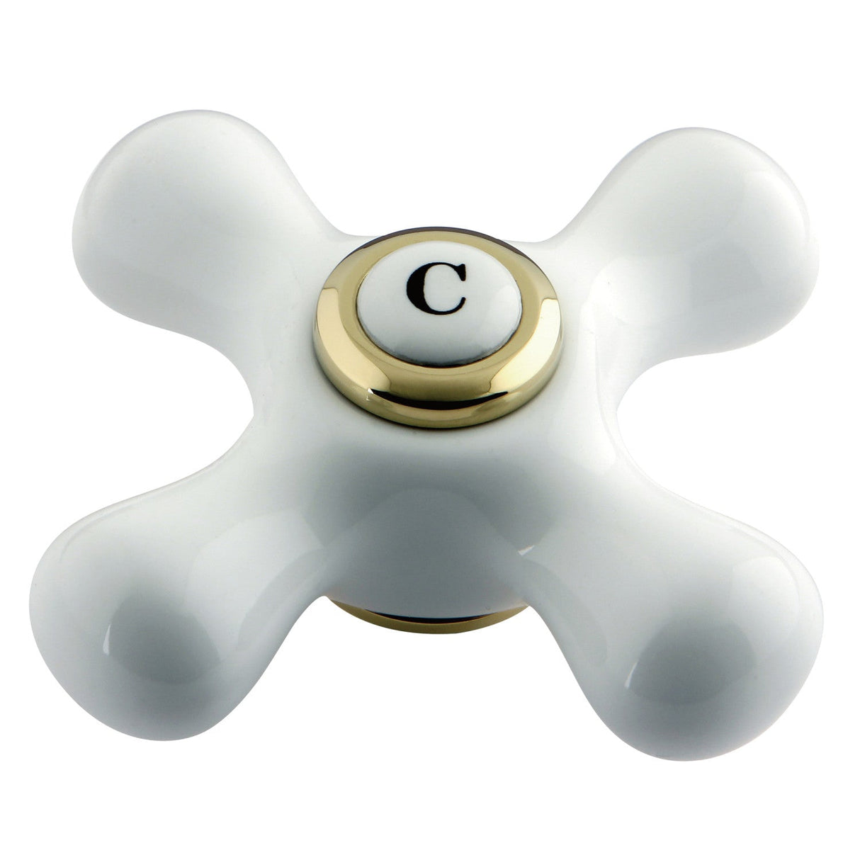 Aqua Vintage AECX2C Cold Porcelain Cross Handle, Polished Brass