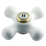 Aqua Vintage AECX2H Hot Porcelain Cross Handle, Polished Brass