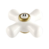 Aqua Vintage AECX7H Hot Porcelain Cross Handle, Brushed Brass
