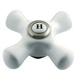 Aqua Vintage AECX8H Hot Porcelain Cross Handle, Brushed Nickel