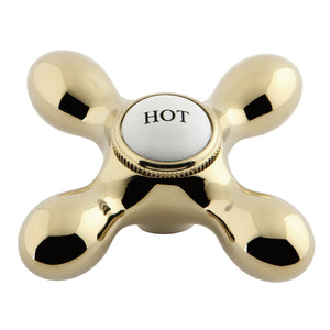 Aqua Vintage AEMX2H Hot Brass Cross Handle, Polished Brass