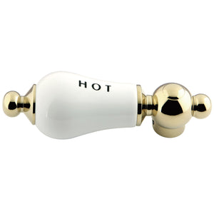 Aqua Vintage AEPL2H Hot Porcelain Lever Handle, Polished Brass