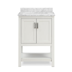 Affinity 25" Single Sink Vanity in White & Gray Carrara Marble Top