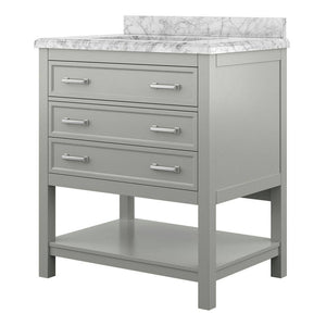 Affinity 31" Single Sink Vanity with White & Gray Carrara Marble Top