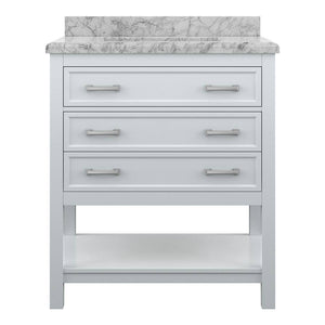 Affinity 31" Single Sink Vanity with White & Gray Carrara Marble Top